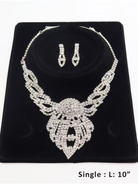 Adjustable Rhinestone Necklace And Earring Set